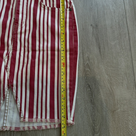 Free People Denim Striped Skirt Red/Cream Size 26 - Picture 7 of 8